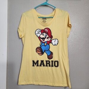 Super‎ Mario Girls Teen T Shirt XXL Size 19 Yellow Short Sleeve Gamer